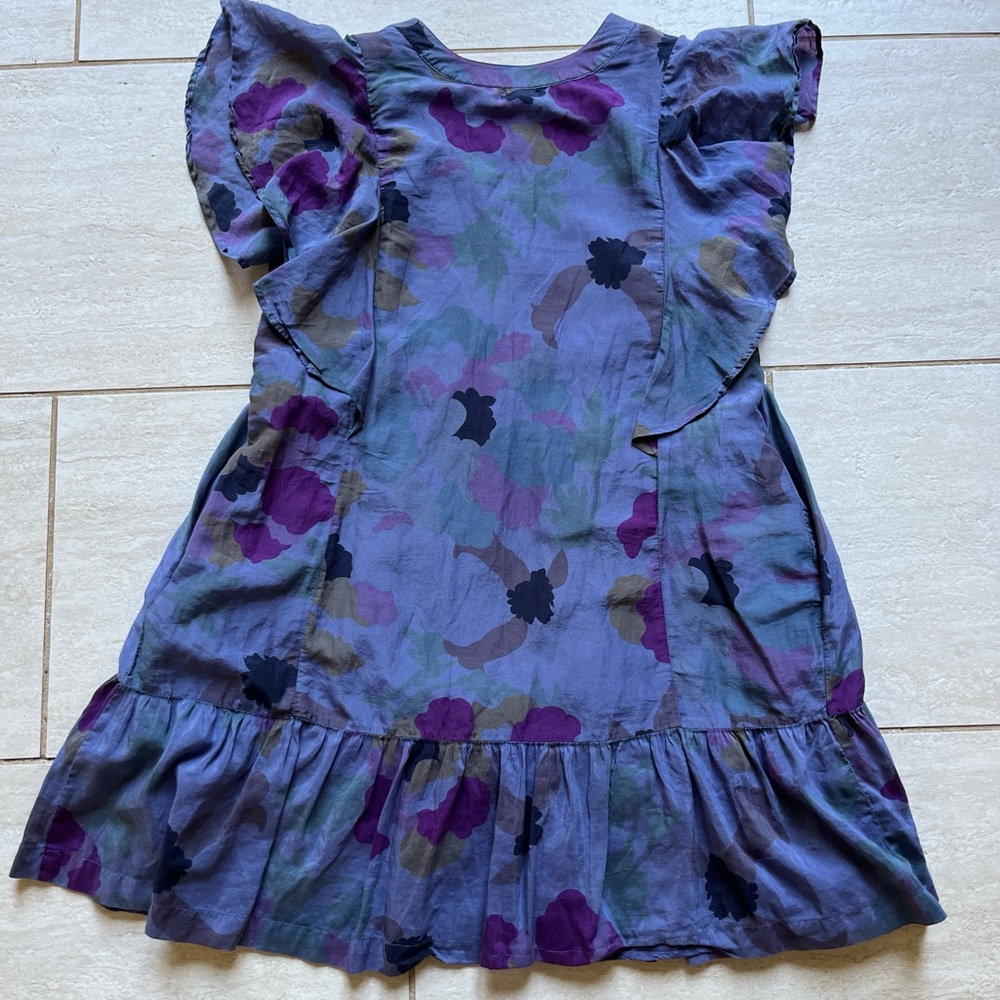 Anthropologie Maeve Blue Purple Ruffle Midi Dress SP - Picture 6 of 7